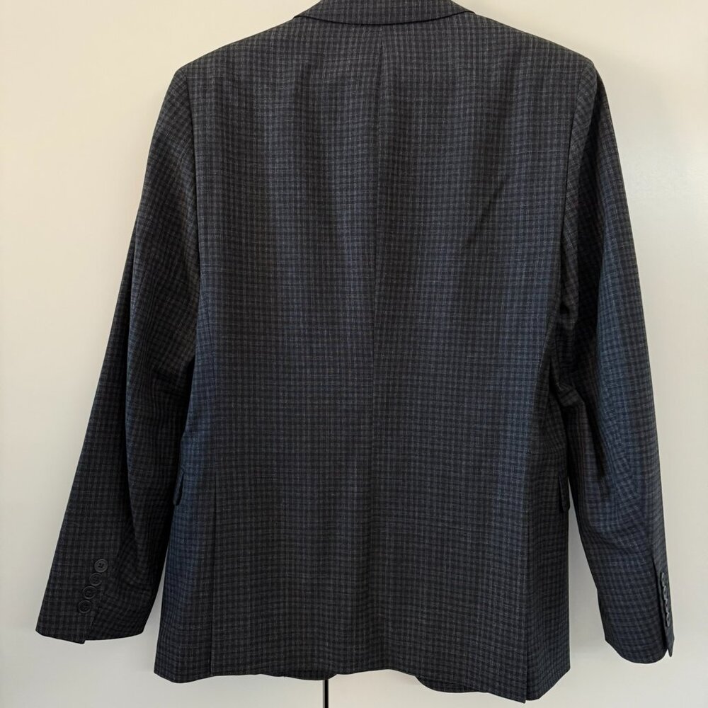 Theory Grey Suit Set In Charcoal Check Wool-Cotton - image 4